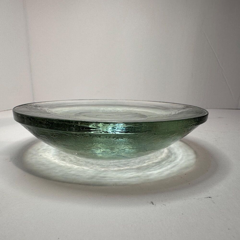 Vintage Clear Textured Glass Domed Disk Pillar Candle Holder (Fire and Ice?) - Picture 2 of 16